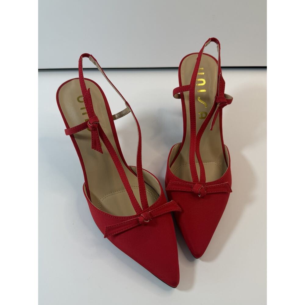 Unisa Women's Red Heel Sling Back Satin 7.5 - Picture 2 of 7